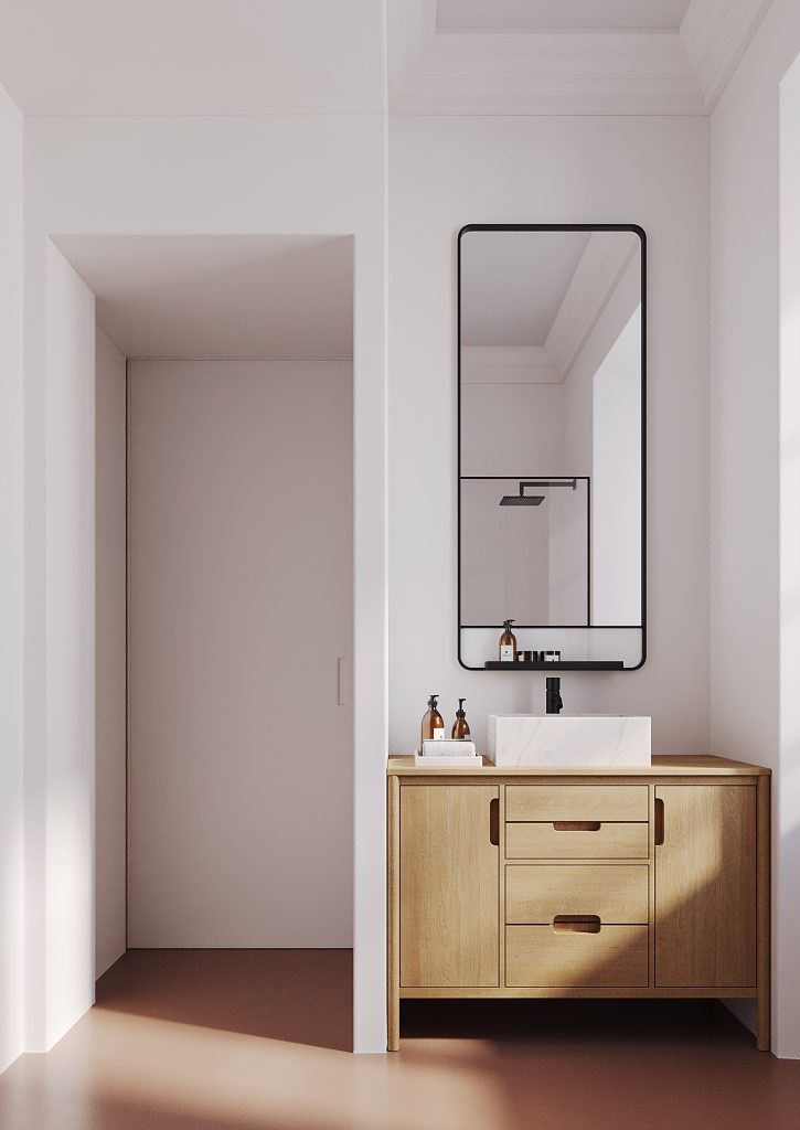 archventil interior design bnb torino piazza savoia monolocale stile classico contemporaneo bianco bagno