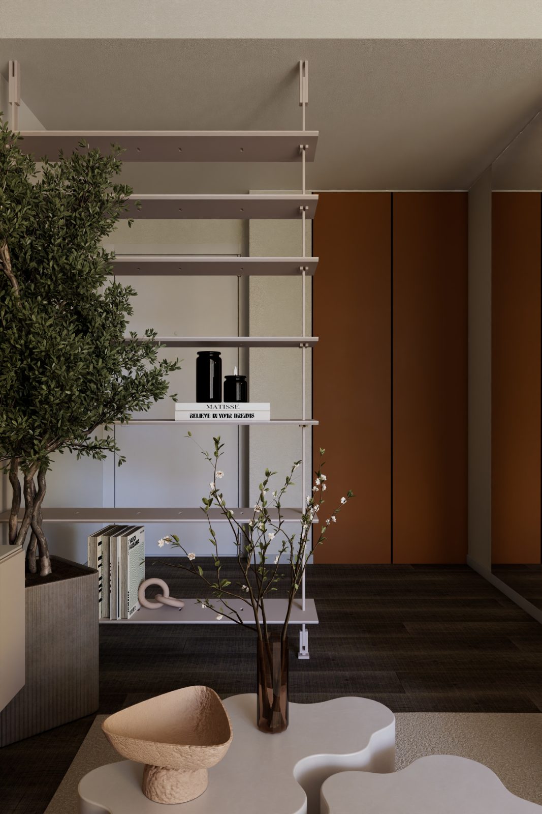 archventil_interior_design_architettura_residenziale_appartamento_milano_italia_vsr_vasari_75_terrazzo_styling_tonalità_profonde_rosso_elegante_forte